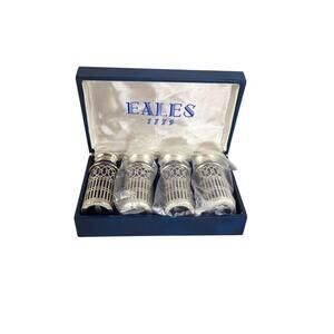 Vintage Eals 1779 Japan Cobalt & Silverplated Salt and Pepper Shakers NEW